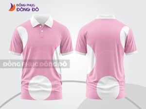 Mẫu áo polo 3D công ty màu hồng phấn phối trắng hình tròn ctpd3163