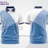 Mẫu polo 3D đồng phục công sở màu trắng phối xanh da trời chéo ctpd3165