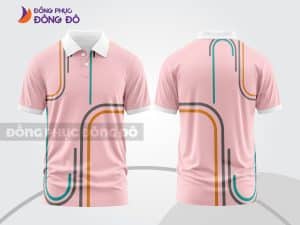 Mẫu polo 3D công ty đẹp màu hồng phấn phối line cam xanh ctpd3170