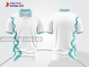 Mẫu áo thun polo 3D đồng phục doanh nghiệp màu trắng phối xanh ngọc zigzag ctpd3171