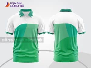 Mẫu thiết kế áo polo 3D đồng phục công ty màu trắng phối xanh lá ctpd3172