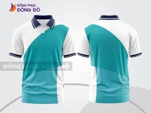 Mẫu polo 3D đồng phục công sở màu trắng phối xanh ngọc ctpd3174