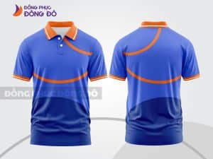 Mẫu áo thun cổ bẻ 3D đồng phục văn phòng màu xanh dương phối cam ctpd3175
