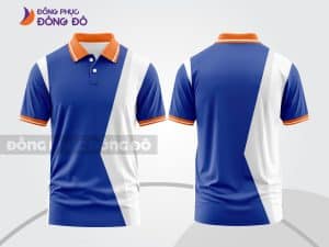 Mẫu áo polo 3D công ty màu xanh dương phối trắng và cam ctpd3176