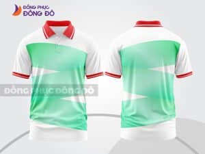 Mẫu polo 3D đồng phục nhân viên đẹp màu trắng phối xanh bạc hà và đỏ ctpd3185