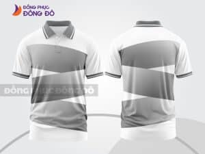 Mẫu thiết kế áo polo 3D đồng phục văn phòng màu xám phối trắng chuyển sắc ctpd3186