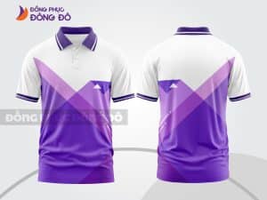 Mẫu áo polo 3D công ty màu trắng phối tím hình khối ctpd3187