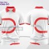 Mẫu áo thun polo 3D đồng phục doanh nghiệp màu trắng phối đỏ họa tiết vòng tròn ctpd3188