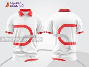 Mẫu áo thun polo 3D đồng phục doanh nghiệp màu trắng phối đỏ họa tiết vòng tròn ctpd3188