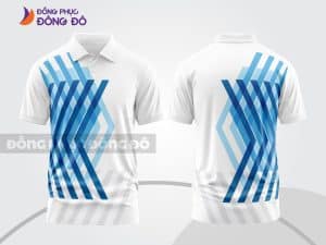 Mẫu áo polo 3D đồng phục công ty màu trắng phối xanh dương họa tiết sọc chéo ctpd3190