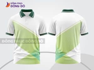 Mẫu áo polo 3D đồng phục văn phòng màu trắng phối xanh chuối chuyển sắc ctpd3193