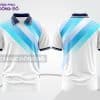 Mẫu polo 3D công ty đẹp màu trắng phối xanh cyan sọc chéo ctpd3194