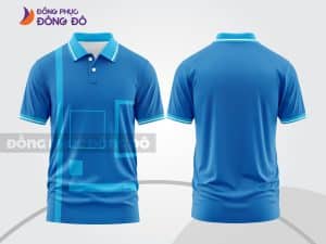 Mẫu áo polo 3D công ty màu xanh cyan phối họa tiết line chìm ctpd3200