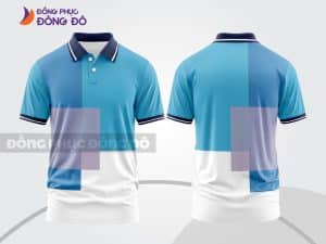Mẫu áo thun polo 3D đồng phục công ty màu xanh cyan phối trắng và xám ctpd3203