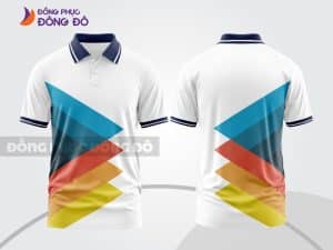 Mẫu polo 3D đồng phục văn phòng màu trắng phối vàng đỏ xanh cyan ctpd3204