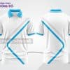 Mẫu áo polo 3D đồng phục công ty màu trắng phối xanh cyan đường chéo ctpd3207
