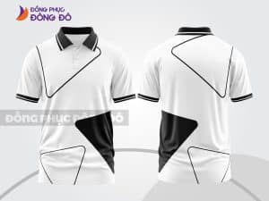 Mẫu polo 3D đồng phục nhân viên đẹp màu trắng phối đen hình khối ctpd3209
