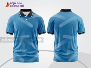 Mẫu thiết kế áo polo 3D đồng phục văn phòng màu xanh cyan họa tiết line trừu tượng ctpd3210