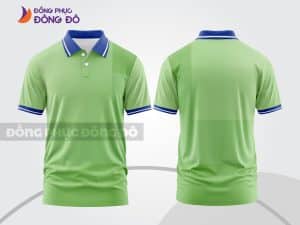 Mẫu áo polo 3D công ty màu xanh lá non trơn phối xanh dương ctpd3211