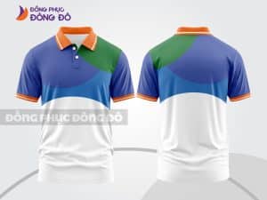 Mẫu áo thun polo 3D đồng phục doanh nghiệp màu trắng phối xanh dương cam và xanh lá ctpd3212