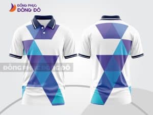 Mẫu thiết kế áo polo 3D đồng phục công ty màu trắng phối xanh dương và tím ctpd3220