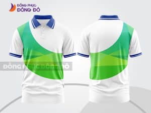 Mẫu áo polo 3D đồng phục nhân viên màu trắng phối xanh lá ctpd3221