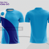 Mẫu thiết kế áo t-shirt 3d đồng phục doanh nghiệp màu xanh cyan phối xanh navy cttd32