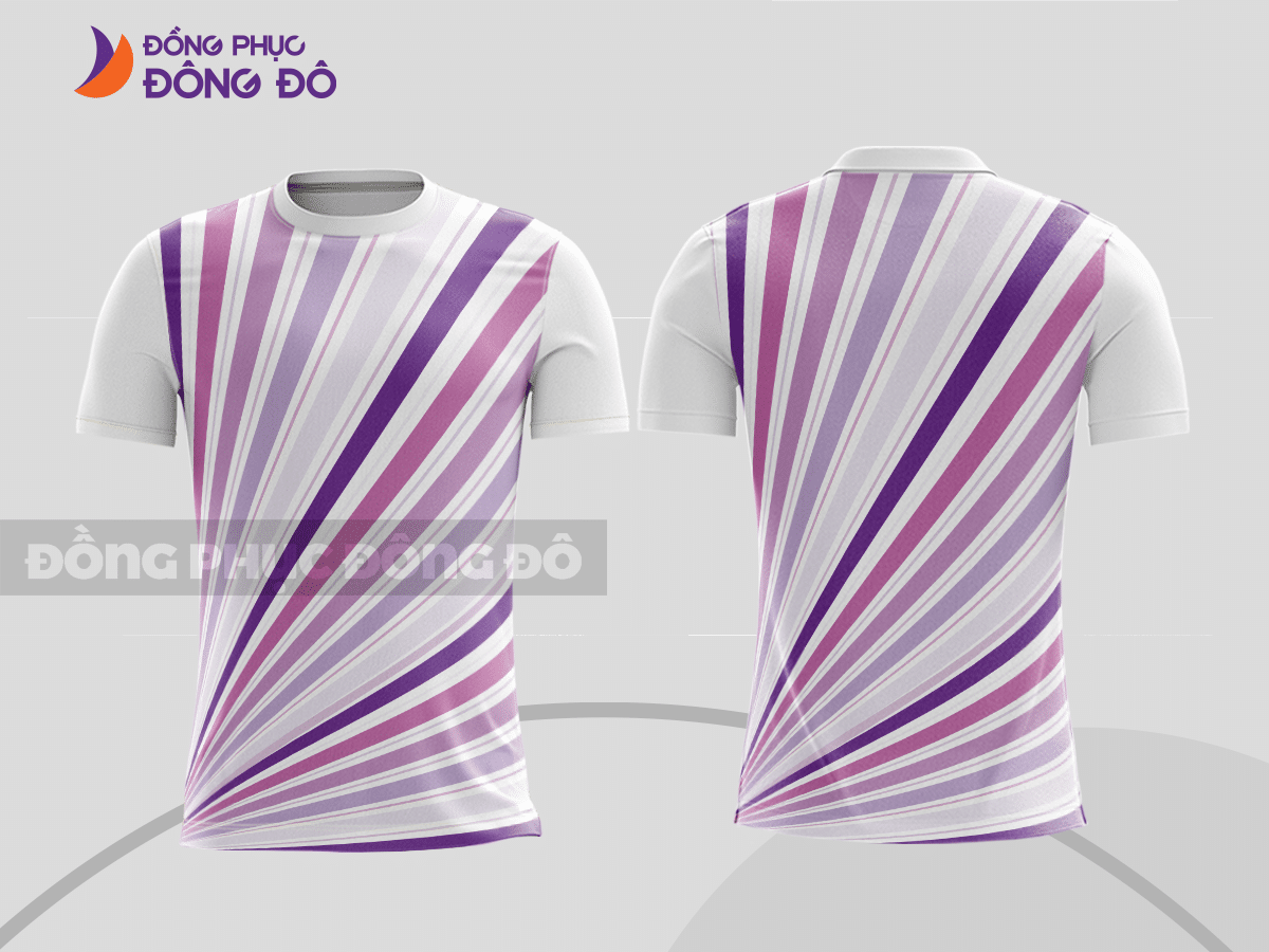 Mẫu thiết kế áo t-shirt 3d đồng phục công ty đẹp màu trắng phối tím cttd35