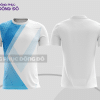 Mẫu thiết kế áo t-shirt 3d đồng phục công ty đẹp màu trắng phối xanh cyan cttd43