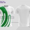 Mẫu t-shirt 3d đồng phục nhân viên đẹp màu trắng phối xanh lá cttd45