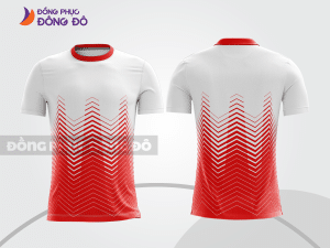 Mẫu áo thun t-shirt 3d đồng phục doanh nghiệp màu trắng phối đỏ cttd64