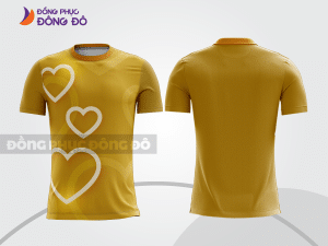 Mẫu áo thun t-shirt 3d đồng phục công ty đẹp màu vàng nâu phối họa tiết trái tim cttd67
