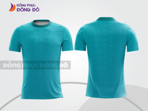 Mẫu t-shirt 3d đồng phục doanh nghiệp màu xanh ngọc phối họa tiết chìm cttd68