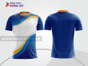 Mẫu t-shirt 3d đồng phục công ty đẹp màu xanh navy phối trắng và vàng cttd71