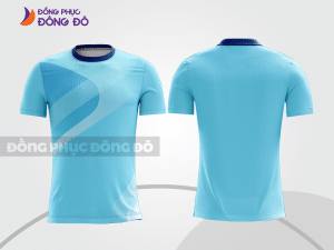 Mẫu thiết kế áo t-shirt 3d đồng phục doanh nghiệp màu xanh da trời phối họa tiết chìm cttd72