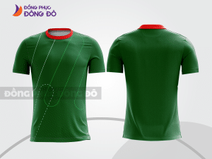 Mẫu t-shirt 3d đồng phục văn phòng màu xanh lá phối họa tiết line cttd74