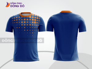 Mẫu thiết kế áo t-shirt 3d đồng phục công ty đẹp màu xanh navy phối cam cttd75