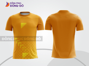 Mẫu t-shirt 3d đồng phục nhân viên đẹp màu cam phối họa tiết vàng cttd77