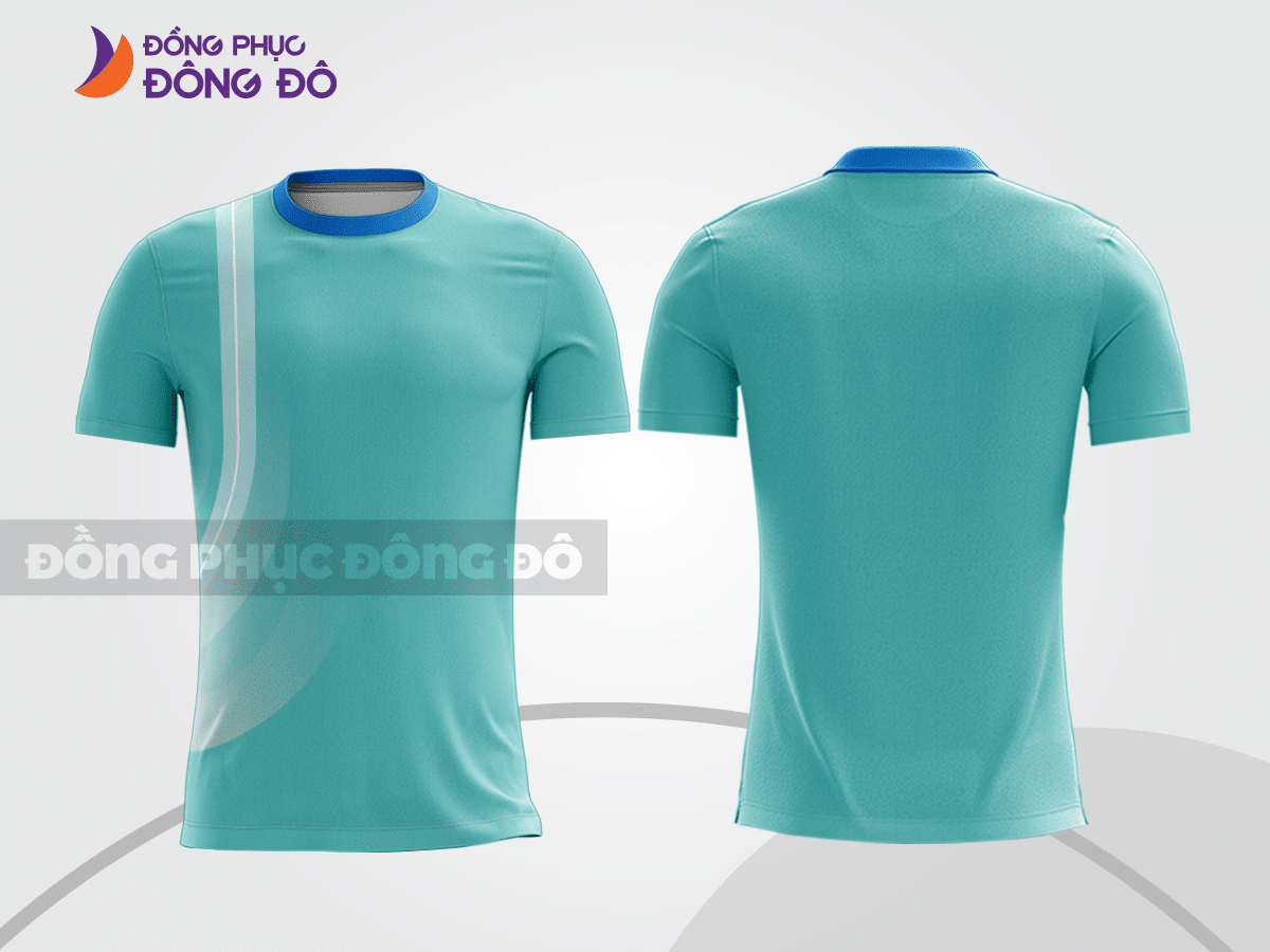 Mẫu t-shirt 3d đồng phục doanh nghiệp màu xanh bạc hà phối trắng cttd80