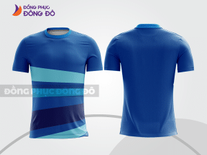 Mẫu thiết kế áo t-shirt 3d đồng phục nhân viên đẹp màu xanh dương phối xanh navy cttd81