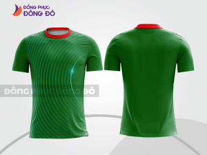 Mẫu áo thun t-shirt 3d đồng phục văn phòng màu xanh lá phối họa tiết line cttd82