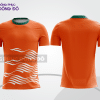 Mẫu t-shirt 3d đồng phục nhân viên đẹp màu cam phối họa tiết sóng trắng cttd85