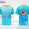 Mẫu T-shirt lớp trẻ trung màu xanh ngọc phối trắng thiết kế đồ họa trẻ trung lptd14