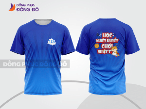 Mẫu áo thun lớp in hình màu xanh dương phối xanh navy hình in mặt sau sáng tạo lptd16