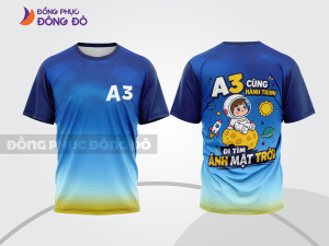 Mẫu T-shirt đồng phục lớp 3D màu xanh dương phối xanh ngọc hình in slogan ấn tượng lptd3