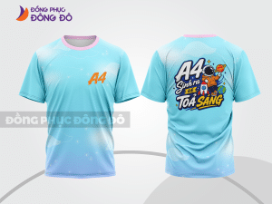 Mẫu T-shirt đồng phục lớp 3D màu xanh ngọc phối trắng phối màu loang 3D lptd30