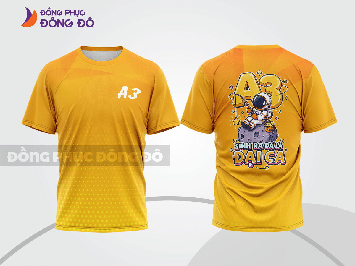Mẫu đồng phục lớp T-shirt 3D màu be phối vàng phối mảng màu hiện đại lptd33