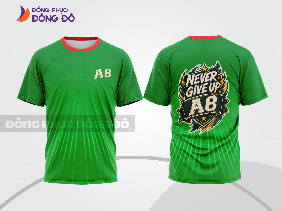 Mẫu T-shirt lớp trẻ trung màu xanh lá phối be hình in slogan ấn tượng lptd36