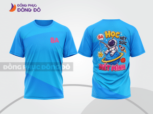 Mẫu đồng phục lớp T-shirt 3D màu xanh cyan phối xanh dương họa tiết nghệ thuật độc đáo lptd38