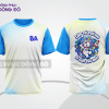 Mẫu áo lớp oversize 3D màu xanh cyan phối trắng họa tiết chữ typography nổi bật lptd39